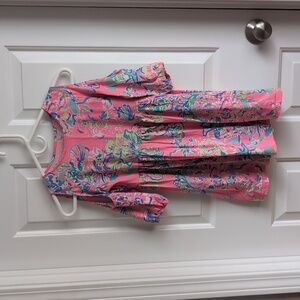 Lilly Pulitzer Linn Girls Cold Shoulder Dress Coral Reef Island Seacret - Large